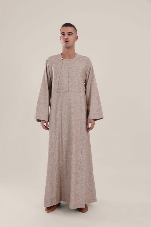 Long jellabiya with round neckline
